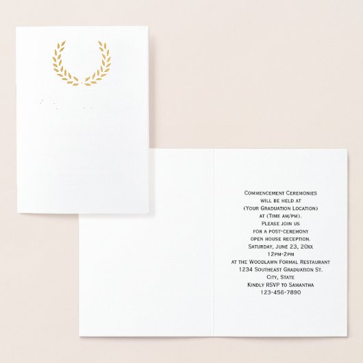 Ankündigung des Uni-Abschlusses "Foil Monogram" (Anzeige)