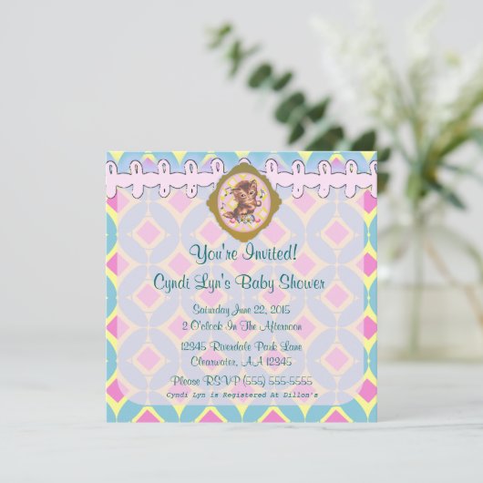 Ankündigung einer Adorable Kitten Baby Shower Vera (Stehend Vorderseite)