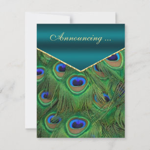 Ankündigung einer aquamarinen Pfauenhochzeit