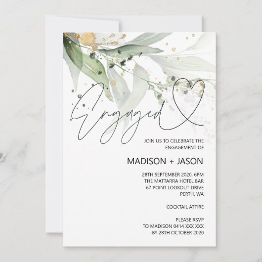 Ankündigung einer eleganten Eukalyptus-Engagement- (Vorderseite)