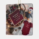 Ankündigung einer festlichen Weihnachtskorbschwang Keramikornament (Links)