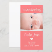 Ankündigung einer Fotokarte für ein pinkfarbenes M (Vorne/Hinten)