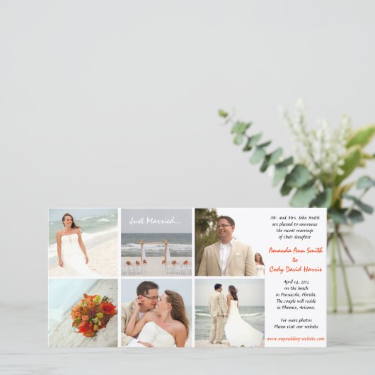 Ankündigung einer Hochzeit im Custom Foto (Stehend Vorderseite)