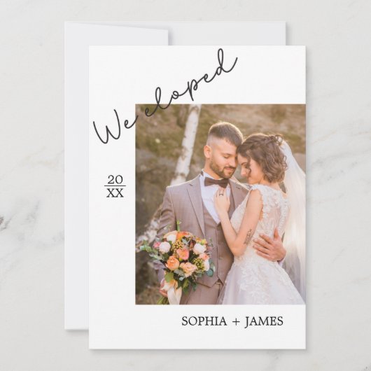 Ankündigung einer Hochzeit im Minimalistischen Fot (Vorderseite)