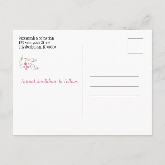 Ankündigung einer Hochzeit Minimalistischer rosa B (Rückseite)