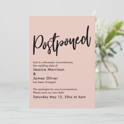 Ankündigung einer Hochzeit mit einfachem Rosa (Stehend Vorderseite)