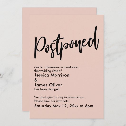 Ankündigung einer Hochzeit mit einfachem Rosa (Vorne/Hinten)