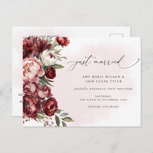 Ankündigung einer Hochzeitsfeier im Rustikalen Bur Postkarte (Vorne/Hinten)