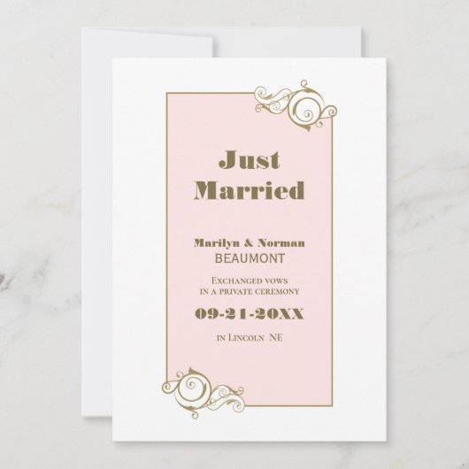 Ankündigung einer Hochzeitsfeier mit Goldrahmen (Vorderseite)