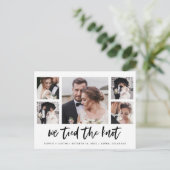 Ankündigung einer Hochzeitskampagne für lässiges S Postkarte (Stehend Vorderseite)