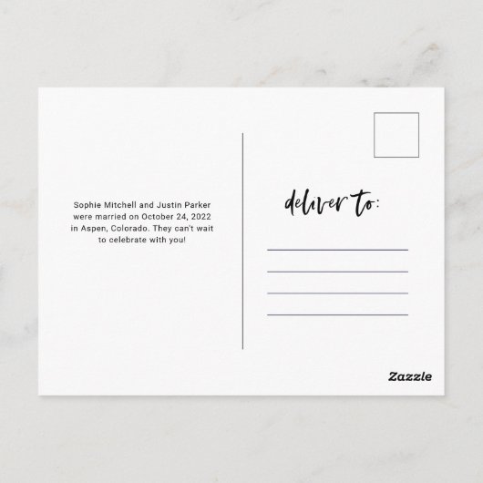 Ankündigung einer Hochzeitskampagne für lässiges S Postkarte (Rückseite)