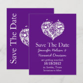 Ankündigung einer Lila- und Weißherz-Hochzeitsfeie (Vorne/Hinten)