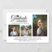 Ankündigung einer modernen 3-Foto-Graduiertenparty (Vorderseite)