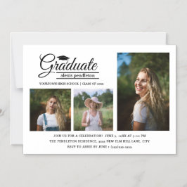 Ankündigung einer modernen 3-Foto-Graduiertenparty