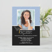 Ankündigung einer modernen Blue Stripe Graduation (Stehend Vorderseite)