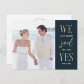 Ankündigung einer modernen Farbhochzeitung Postkarte (Vorne/Hinten)