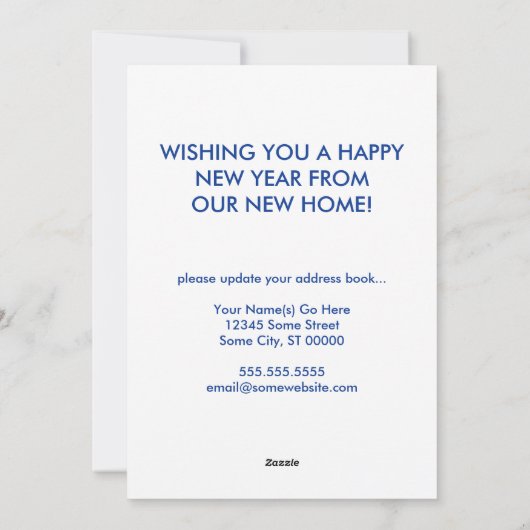 Ankündigung einer neuen Adresse für glückliches ne (Rückseite)