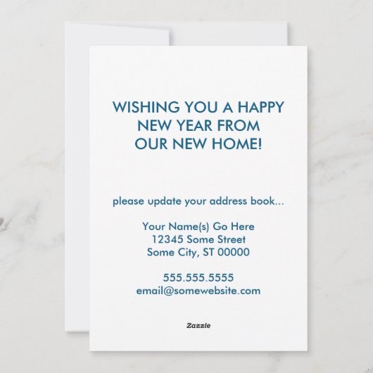 Ankündigung einer neuen Adresse für glückliches ne (Rückseite)