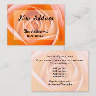 Ankündigung einer neuen Adresse mit Orange Rose