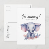 Ankündigung einer niedlichen Elefantenschwangersch Postkarte (Vorne/Hinten)