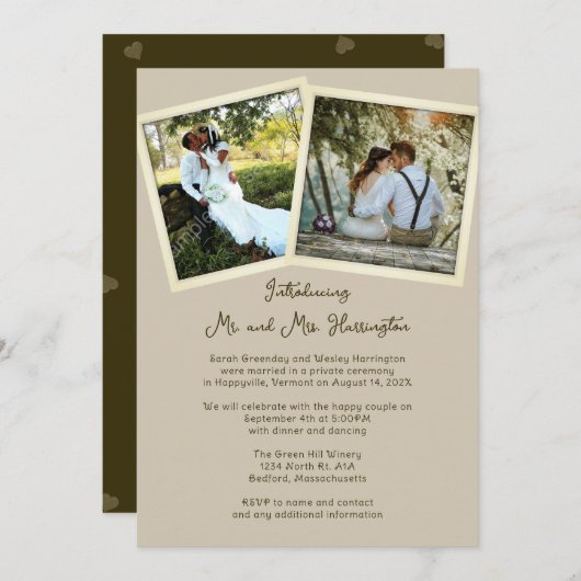 Ankündigung einer privaten Ehe mit doppeltem Foto (Vorne/Hinten)