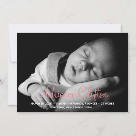 Ankündigung einer rosa Babystatistik (Vorderseite)