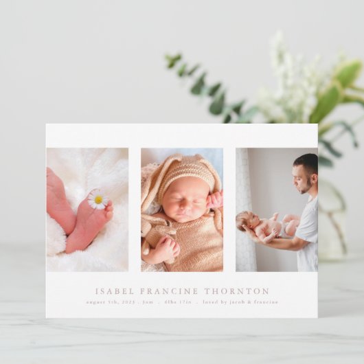 Ankündigung einer Rosa-Geburt im Foto (Stehend Vorderseite)