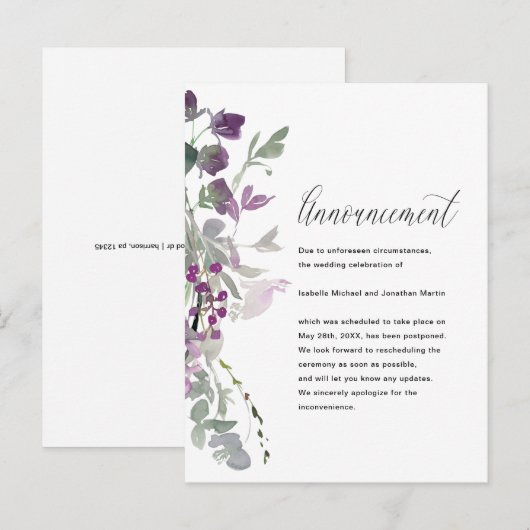 Ankündigung einer schönen Blumenhochzeit (Vorne/Hinten)