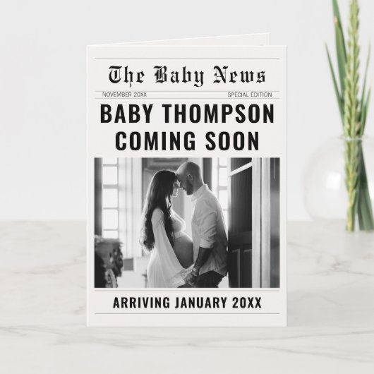 Ankündigung einer Schwangerschaft im Zeitungsstil (Vorderseite)