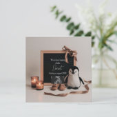 Ankündigung einer Schwangerschaft mit Boho Pinguin (Stehend Vorderseite)