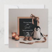 Ankündigung einer Schwangerschaft mit Boho Pinguin (Vorderseite)