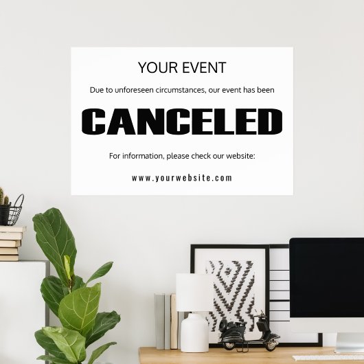 Ankündigung einer Stornierung eines Ereignisses Poster (Heimbüro)