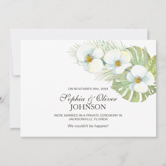 Ankündigung einer Tropical White Orchid Hochzeit (Vorderseite)