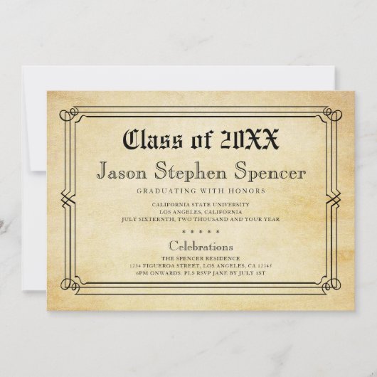 Ankündigung eines Abschlusses im Diploma-Stil (Vorderseite)