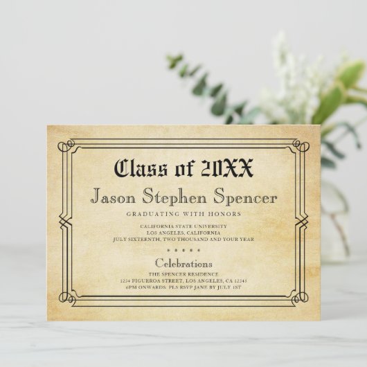 Ankündigung eines Abschlusses im Diploma-Stil (Stehend Vorderseite)