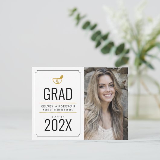 Ankündigung eines Abschlusses Postkarte (Stehend Vorderseite)