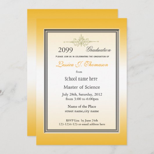 Ankündigung eines eleganten Abschlusses mit hohen (Vorne/Hinten)