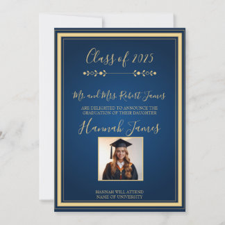 Ankündigung eines eleganten Navy & Gold Abschlusse