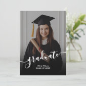 Ankündigung eines eleganten Schwarz-Weiß-Abschluss (Stehend Vorderseite)