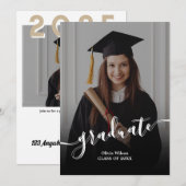 Ankündigung eines eleganten Schwarz-Weiß-Abschluss (Vorne/Hinten)