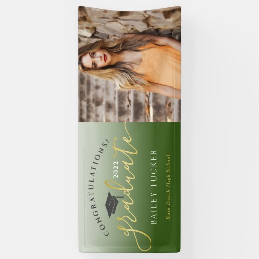 Ankündigung eines eleganten Script-Gold-Grünen Abs Banner (Vertikal)