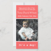 Ankündigung eines Fotos zur Geburt eines Kindes. F (Vorderseite)