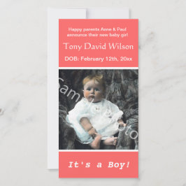 Ankündigung eines Fotos zur Geburt eines Kindes. F