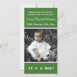 Ankündigung eines Fotos zur Geburt eines Kindes. F