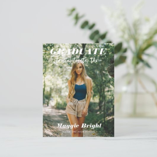 Ankündigung eines Hochschulabsolventen 2023 in ein Postkarte (Stehend Vorderseite)