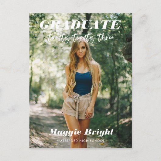 Ankündigung eines Hochschulabsolventen 2023 in ein Postkarte (Vorderseite)