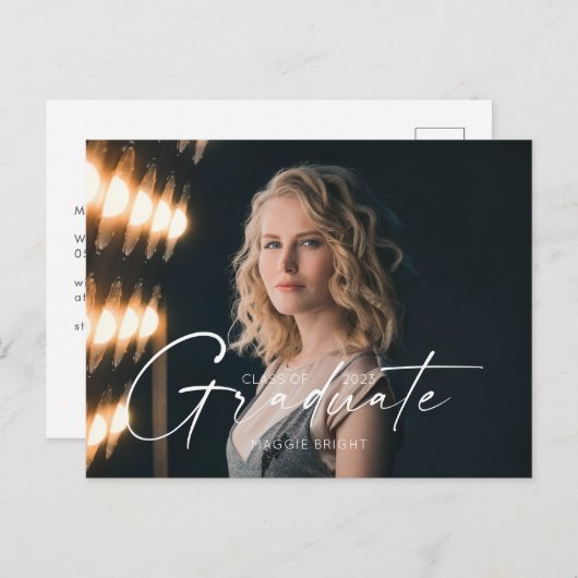 Ankündigung eines Hochschulabsolventen 2023 in ein Postkarte (Vorne/Hinten)