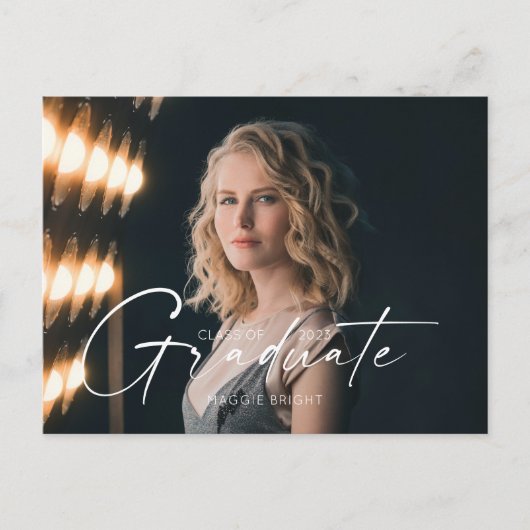 Ankündigung eines Hochschulabsolventen 2023 in ein Postkarte (Vorderseite)