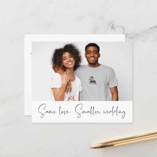 Ankündigung eines kleineren Hochzeitshaushalts für (Vorderseite/Rückseite Beispiel)