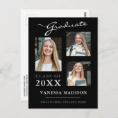 Ankündigung eines modernen Script Black Graduate Postkarte (Vorne/Hinten)